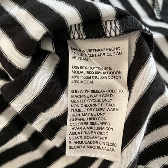 Chico's 2 Neutral Classic black white stripes shirt wide sleeve size Large L14 - Picture 8 of 8
